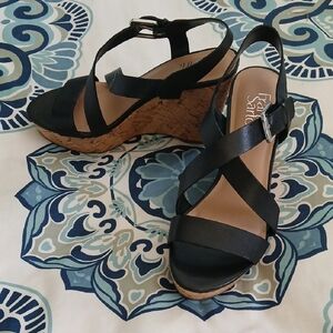Franco Sarto Black Wedge Sandals